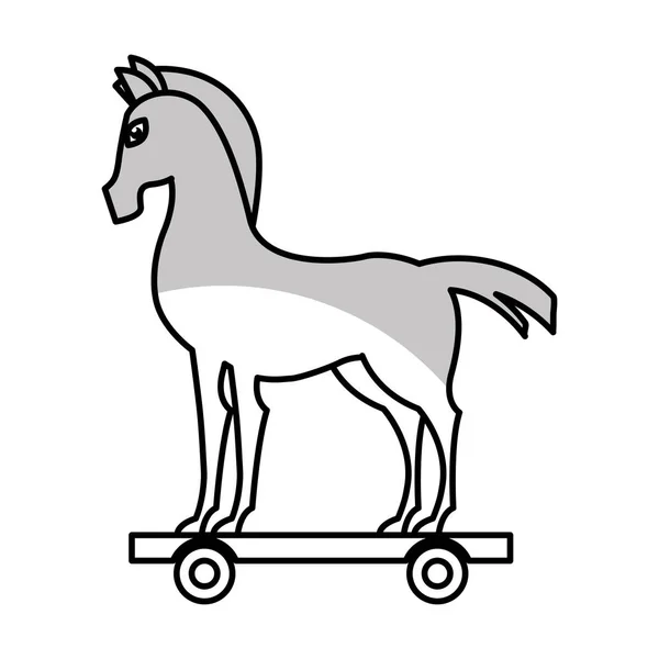 Ikona na białym tle sylwetka konia trojańskiego — Wektor stockowy