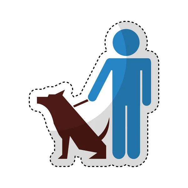 Cute dog mascot with trainer isolated icon — Stock Vector