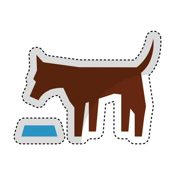 Μασκότ χαριτωμένος σκύλος τρώει απομονωμένες εικονίδιο — Διανυσματικό Αρχείο