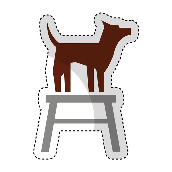 Χαριτωμένος σκύλος μασκότ σε απομονωμένες εικονίδιο καρέκλα — Διανυσματικό Αρχείο