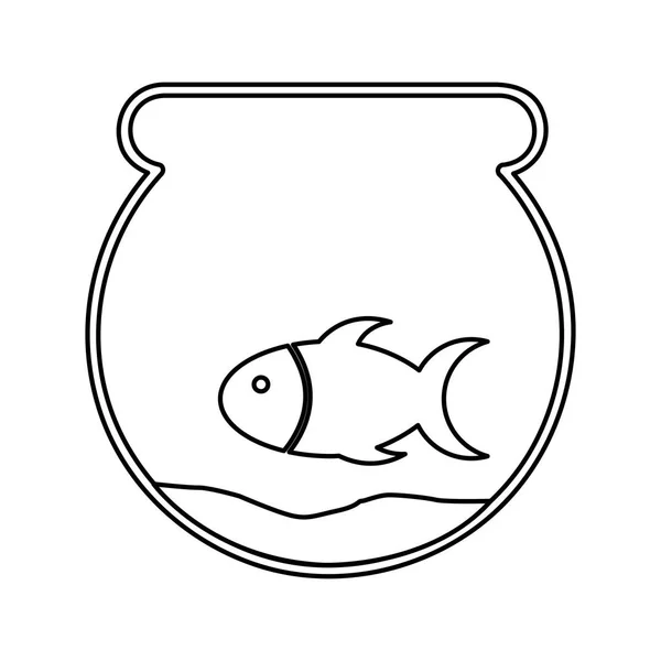 Maskotka ładny ryb w akwarium ikona na białym tle — Wektor stockowy