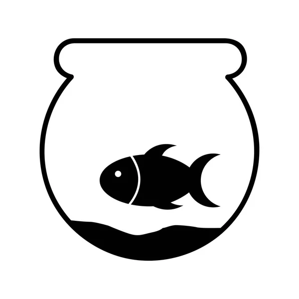 Söt fisk maskot i akvarium isolerade ikonen — Stock vektor