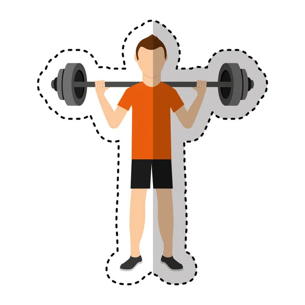 Athlete avatar character weight lifting icon — Stock Vector