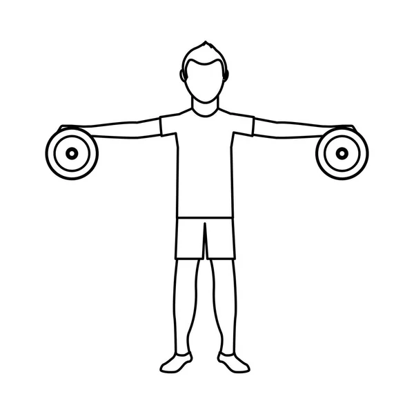 Athlete avatar character weight lifting icon — Stock Vector