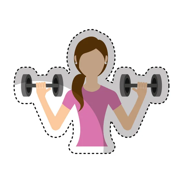 Kadın atlet avatar karakter ağırlık kaldırma — Stok Vektör