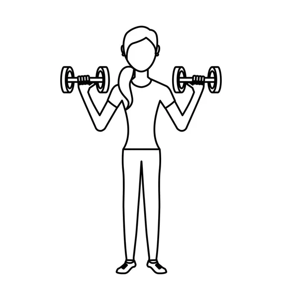 Woman athlete avatar character weight lifting — Stock Vector