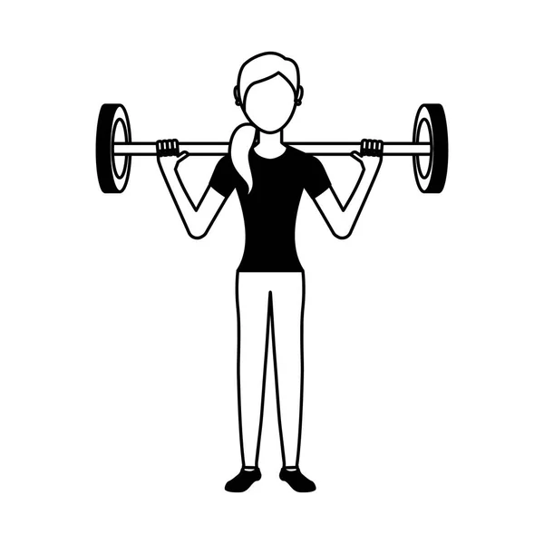 Woman athlete avatar character weight lifting — Stock Vector