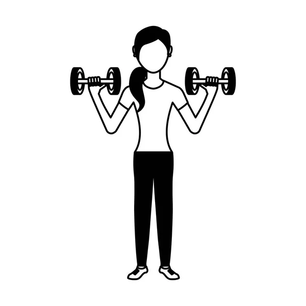 Woman athlete avatar character weight lifting — Stock Vector