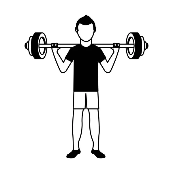 Atlet avatar karakter ağırlık kaldırma simgesini — Stok Vektör