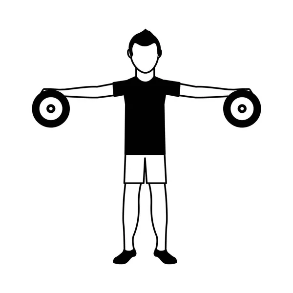 Athlete avatar character weight lifting icon — Stock Vector