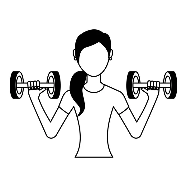 Mujer atleta avatar carácter levantamiento de peso — Vector de stock