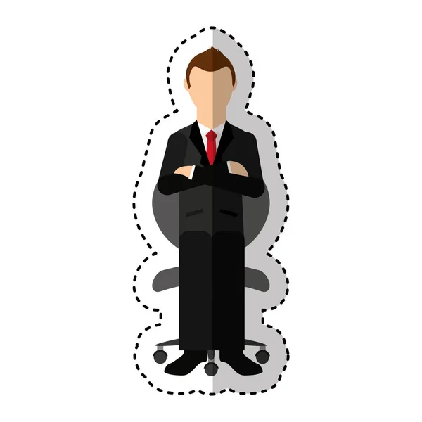 Affärsman avatar sitter på kontorsstol — Stock vektor