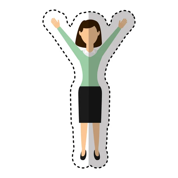 Affärskvinna avatar med händer upp — Stock vektor