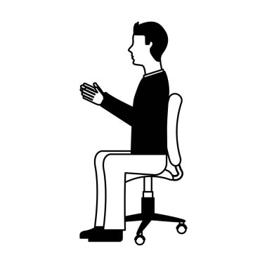 ofis koltuğu oturan işadamı avatar