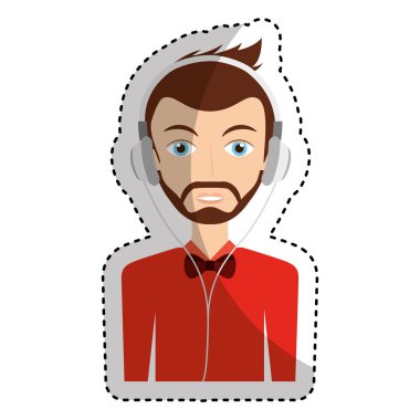 kulaklık karakter ile genç adam