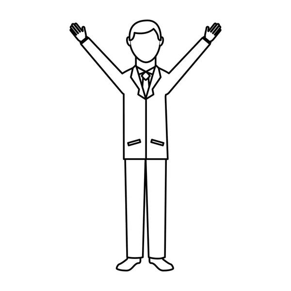 Affärsman avatar med händer upp — Stock vektor