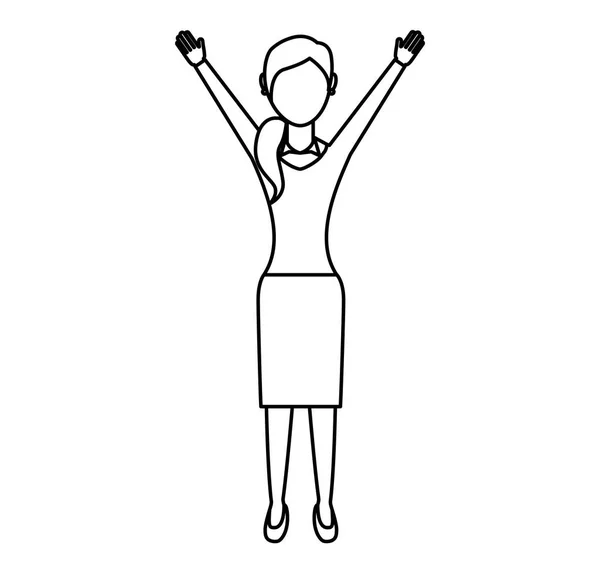 Бізнес-леді аватар з руками вгору — стоковий вектор