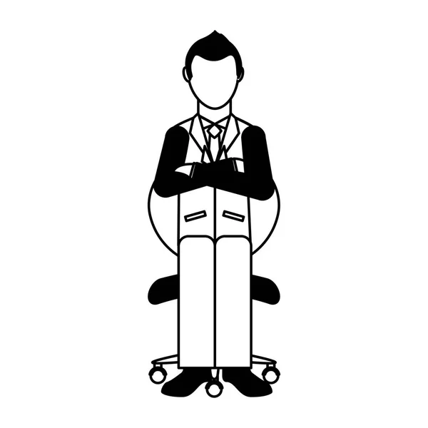 Businessman avatar sitting on office chair — Stock Vector