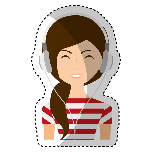 Young woman with headset character — Stock Vector