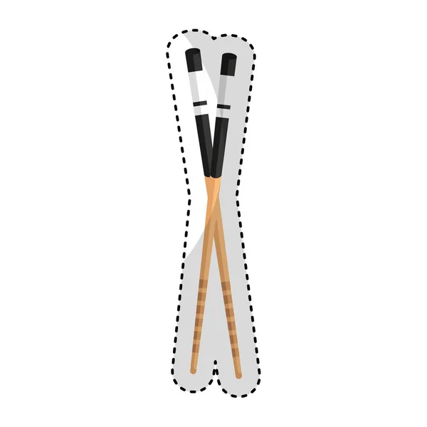 Chopstick ícone isolado japonês — Vetor de Stock