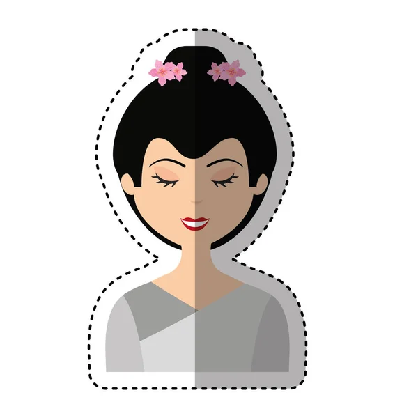 Schattig geisha karakter pictogram — Stockvector
