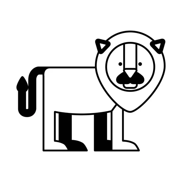 Lindo león carácter icono — Vector de stock