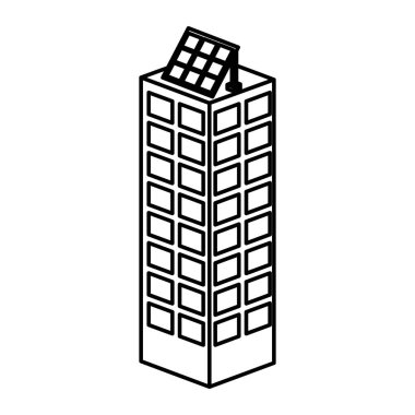 paneli güneş siluet izole simgesi ile bina