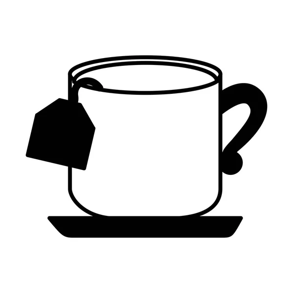 Čaj pohár nápoj izolované ikony — Stockový vektor