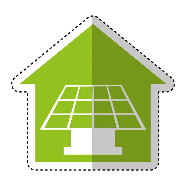 Maison extérieure avec panneau solaire icône isolée — Image vectorielle