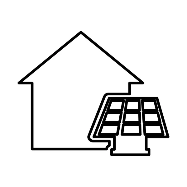 Maison extérieure avec panneau solaire icône isolée — Image vectorielle