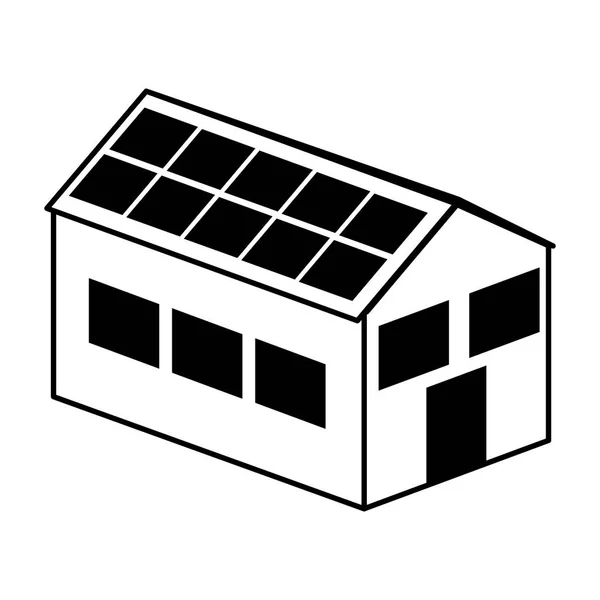 Huis buitenkant met zonne-geïsoleerd van het Configuratiescherm — Stockvector