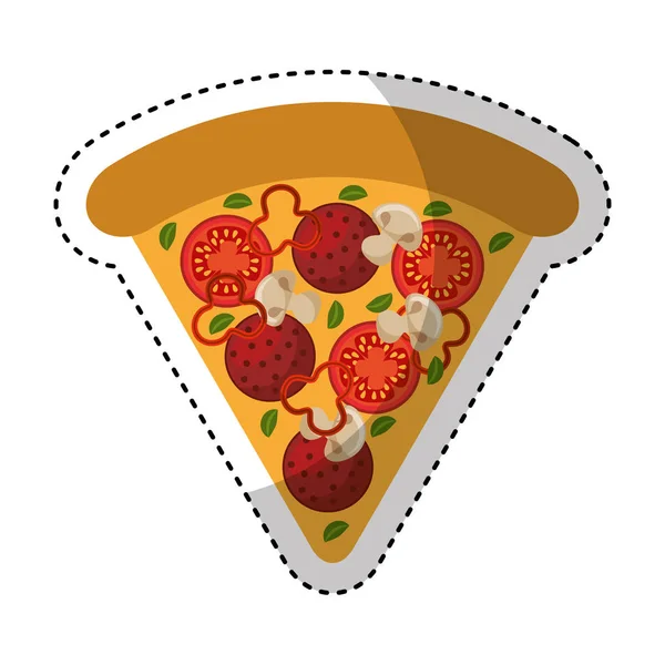 Delicioso icono de pizza aislada — Vector de stock