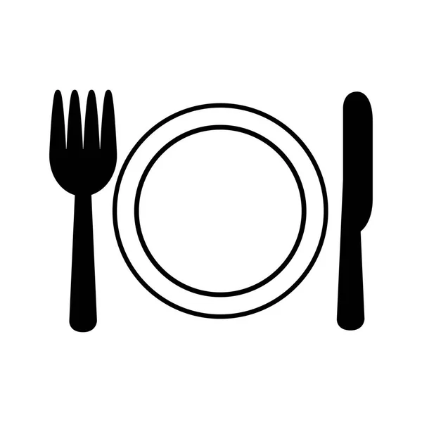 Plato y cubiertos icono aislado — Vector de stock