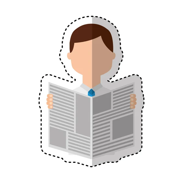 Man reading newspaper icon — Stock Vector