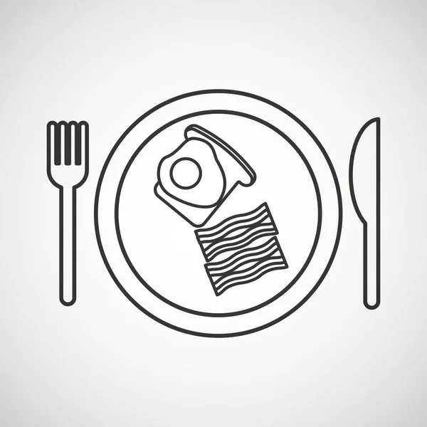 盘子和餐具的孤立的图标 — 图库矢量图片