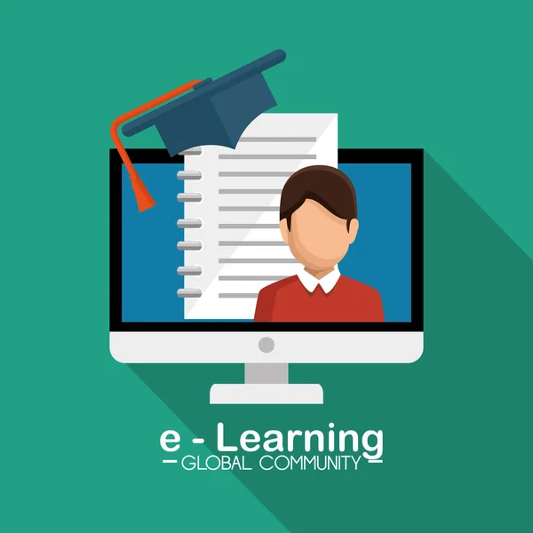 E-learning comunidade global —  Vetores de Stock
