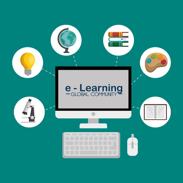 E-learning comunidad global — Archivo Imágenes Vectoriales