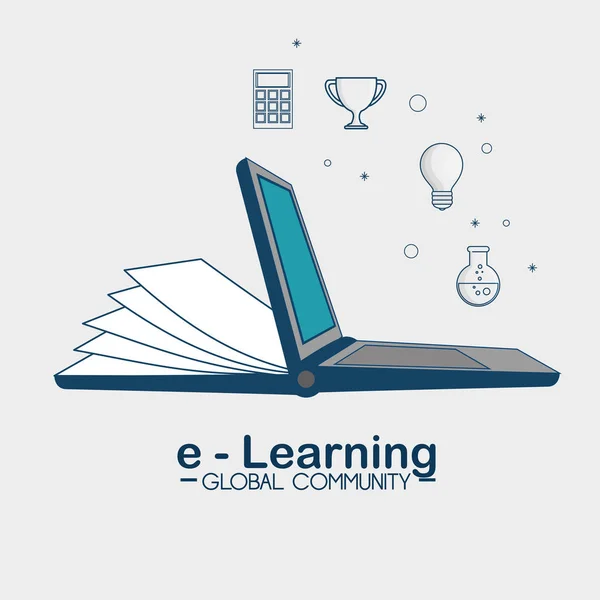 E-learning comunidad global — Vector de stock