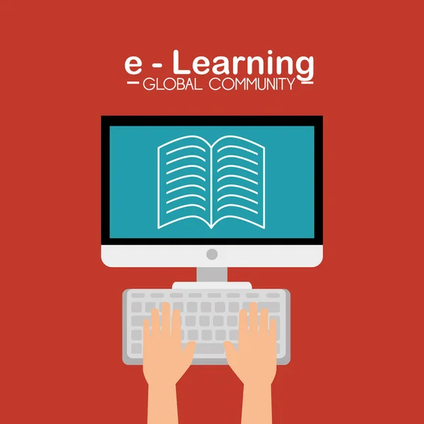 E-learning comunidade global — Vetor de Stock