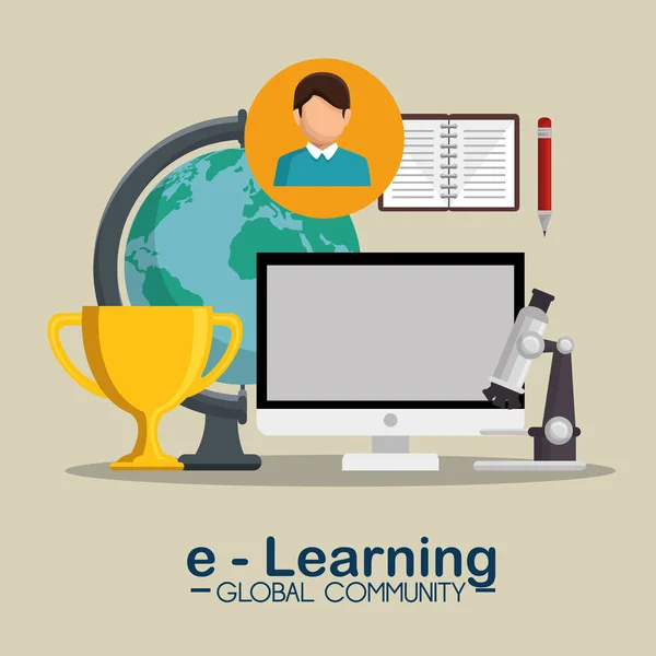 E-learning wereldwijde gemeenschap — Stockvector