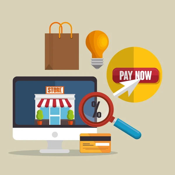 Boutique en ligne icône shopping — Image vectorielle
