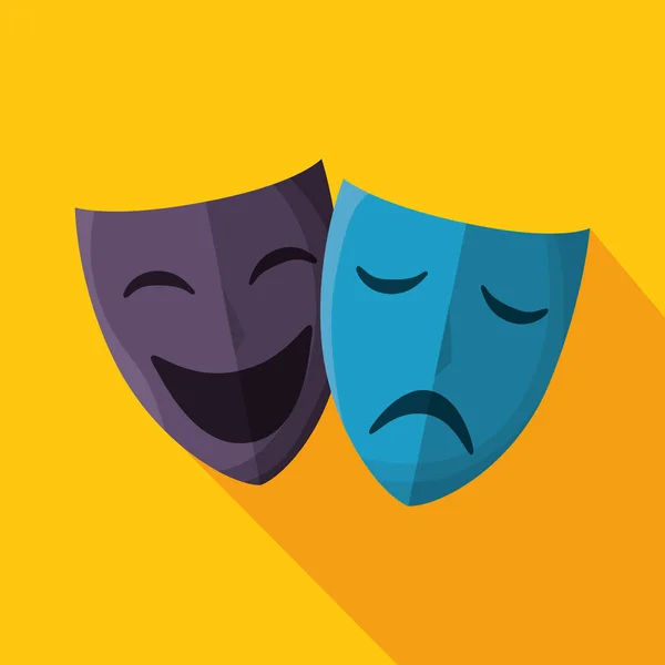 Máscaras de teatro ícone isolado — Vetor de Stock