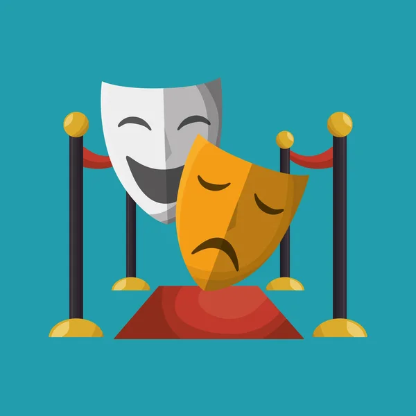 Divadelní masky izolované ikona — Stockový vektor