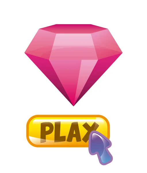 Roze diamant pictogram — Stockvector