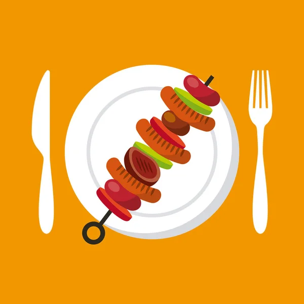 Grilled skewer icon — Stock Vector