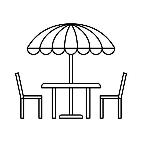 Mesa, sillas y sombrilla — Archivo Imágenes Vectoriales