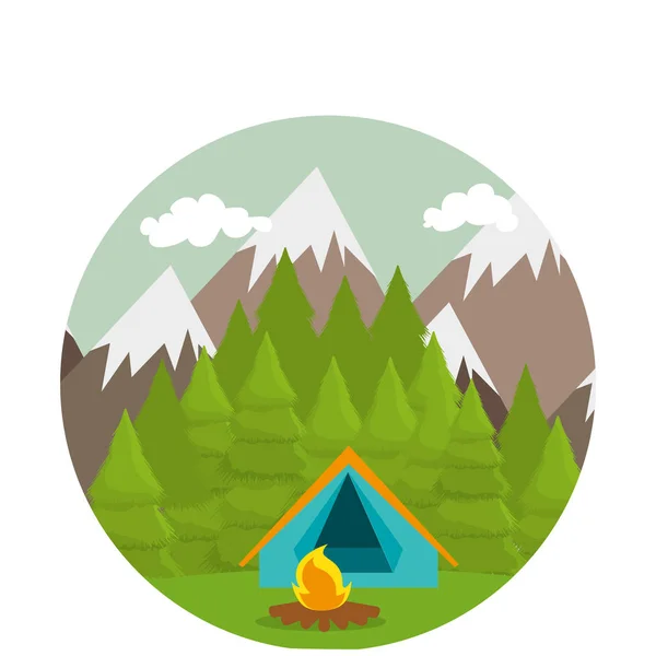 Camping tent isolated icon — Stock Vector