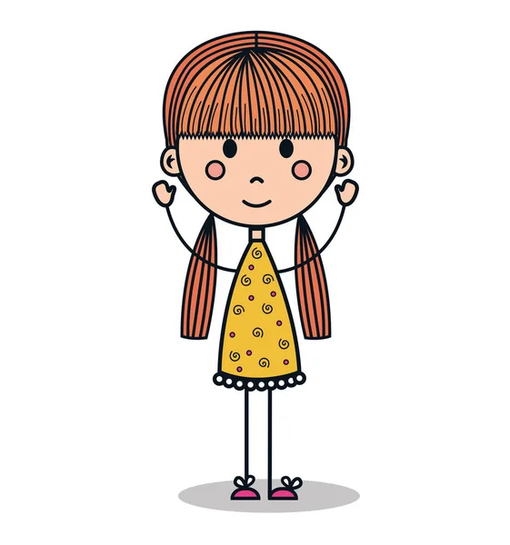 Niedliche kleine Mädchen Zeichnung — Stockvektor