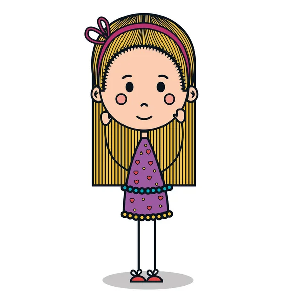 Cute little girl drawing — Stock Vector