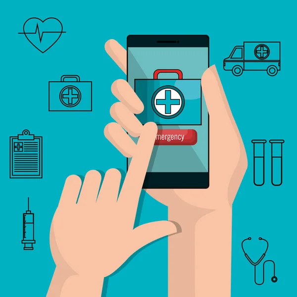 Mobil egészségügyi technológia ikon — Stock Vector
